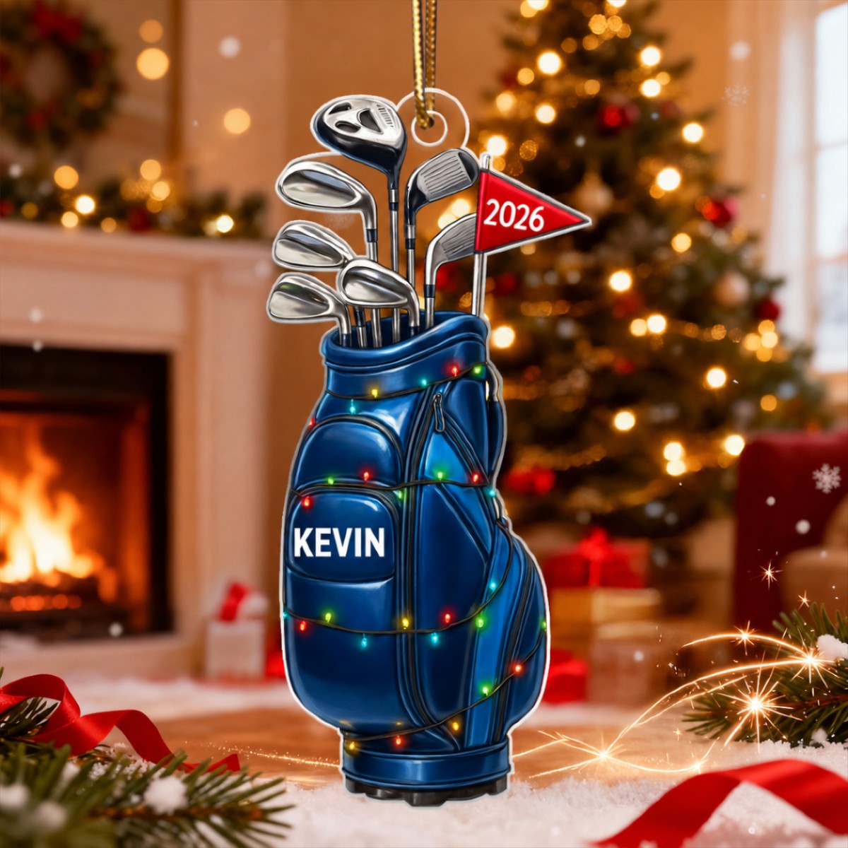 Custom Golf Bag - Personalized Acrylic Ornament - Christmas Gift for Golf Lovers, Gift for him, Dad, Grandpa