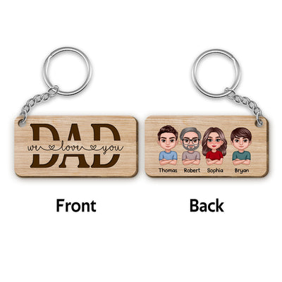 Best Dad Ever Doll Kids Personalized Wooden Keychain