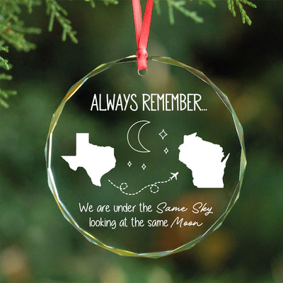 Family Siblings Sisters Besties Long Distance Personalized Glass Ornament, Christmas Gift