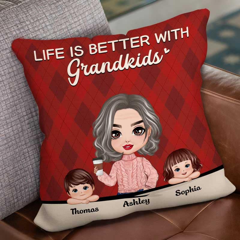 Grandma Life Better With Grandkids Personalized Pillow