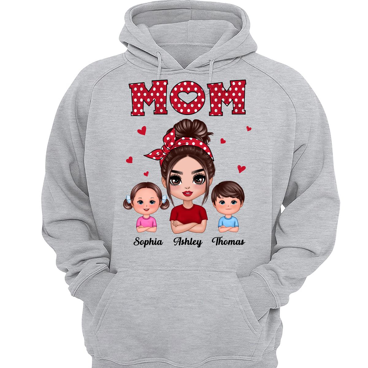 Polka Dot Pattern Mom With Kids Personalized Shirt