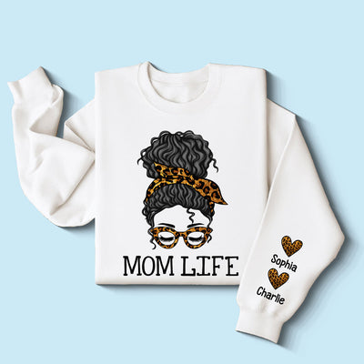 Messy Bun Gift For Mom Personalized Sleeve Printed Sweatshirt
