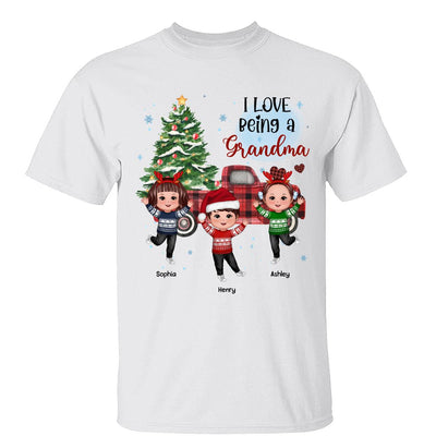 Love Being A Grandma Nana Happy Doll Kids By Christmas Truck Personalized Shirt
