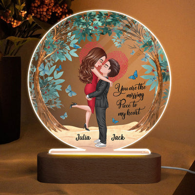 Couple Under Tree Personalized Acrylic Circle LED Lamp Night Light