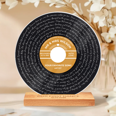 Custom Vinyl Record Label Print Acrylic Song Plaque, Perfect Wedding Gift, Anniversary Gift For Him For Her