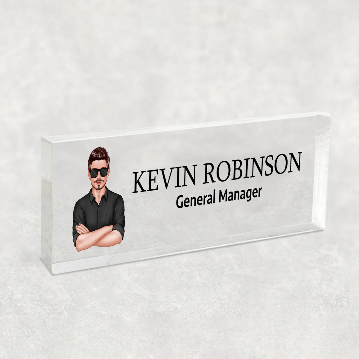 Man Woman Office Personalized Acrylic Desk Name Plate, Office Desk Decor, Gift For Colleagues, Coworkers