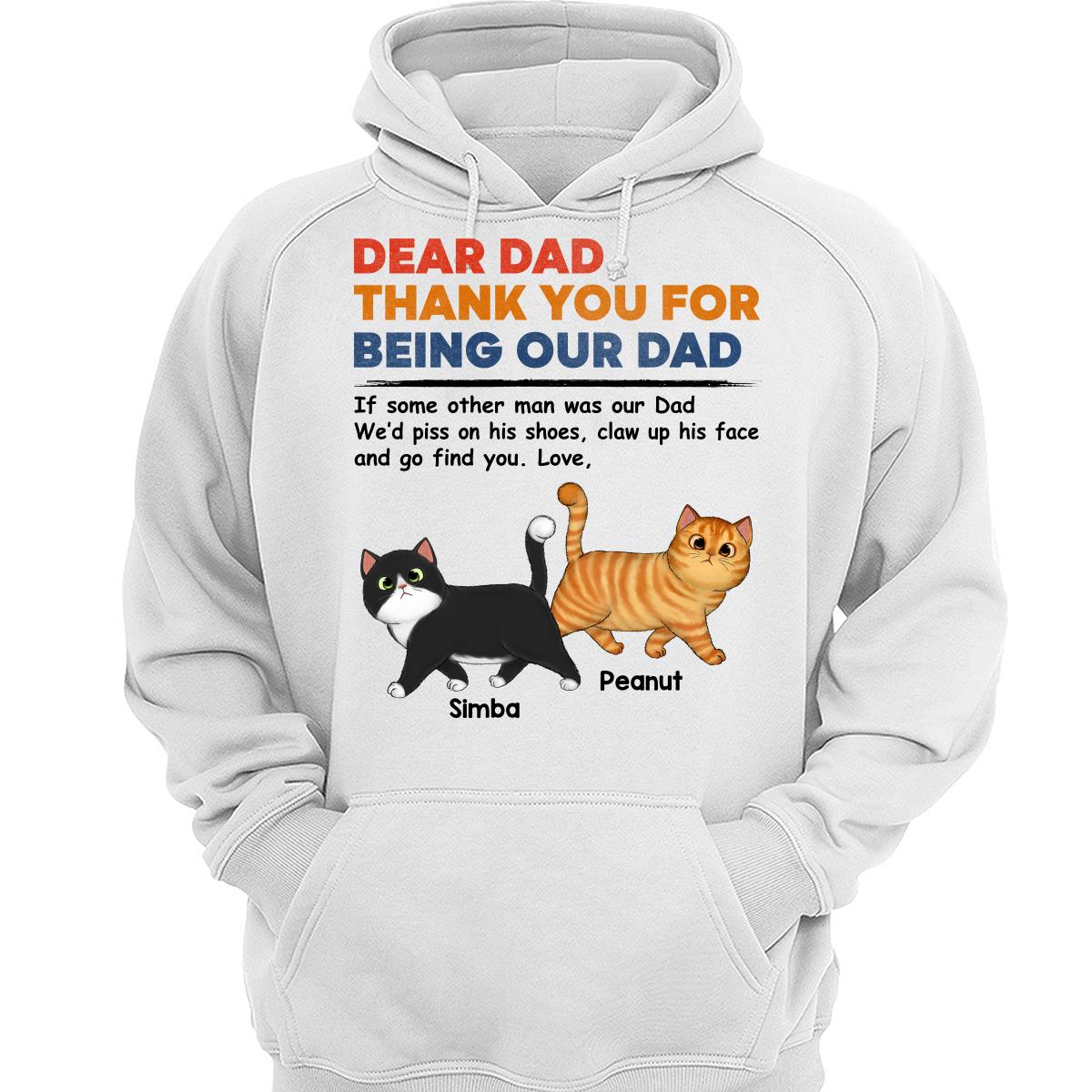 Dear Cat Dad Retro Walking Fluffy Cats Personalized Shirt