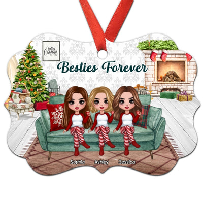 Christmas Girls Besties Sisters On Sofa Personalized Christmas Ornament