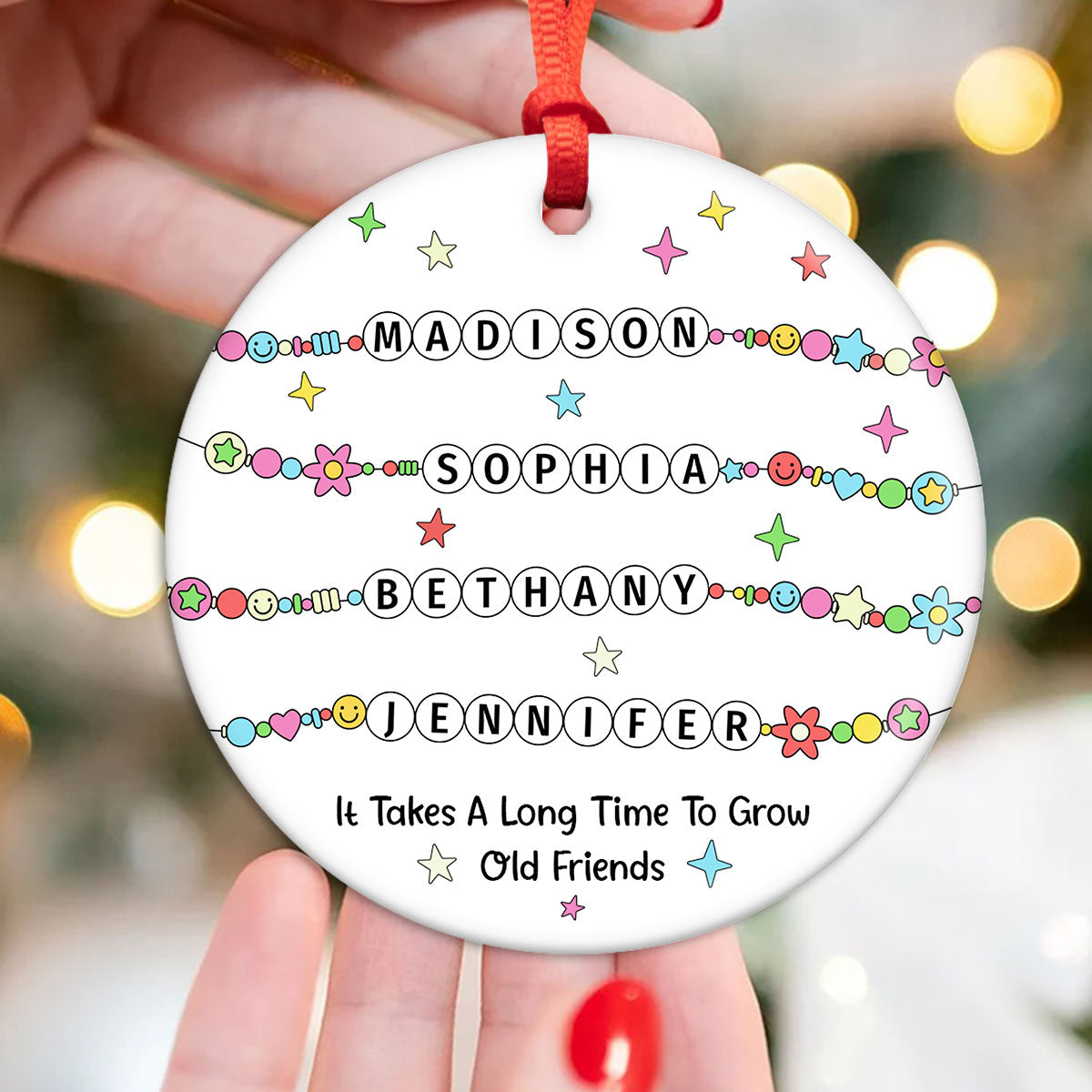Besties Sisters Friends Bracelet Names Personalized Circle Ceramic Ornament