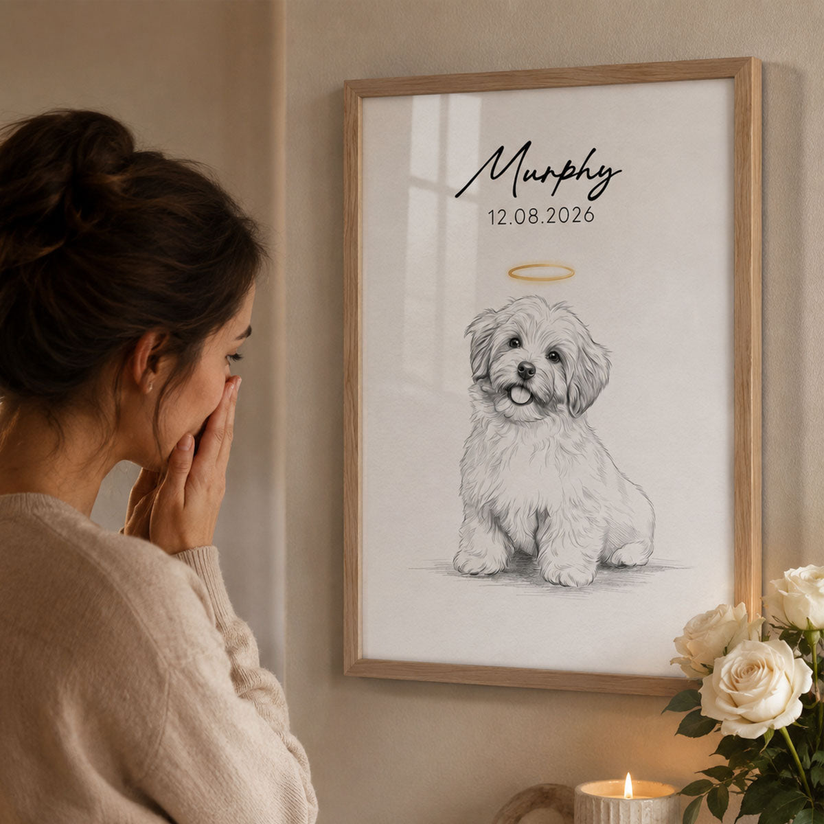 Custom Pet Memorial Portrait - Personalized Poster - Pet Loss Gift, Dog Cat Remembrance