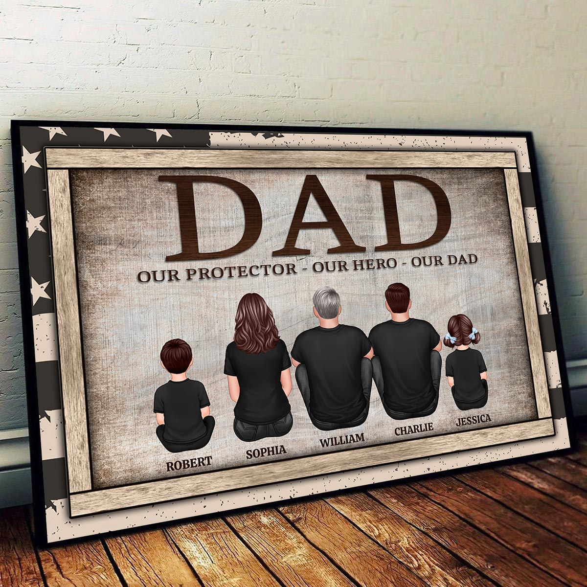 Dad Our Protector Our Hero Our Dad Personalized Horizontal Poster