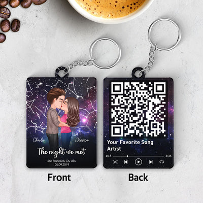 Couple Kissing Under the Galaxy Star Map by Location & Date Personalized Acrylic Keychain
