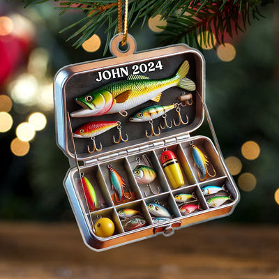 Fishing Tackle Box 2D Flat Acrylic Ornament Not 3D, Fisherman Ornament, Fishing Dad Ornament, Christmas Gifts Tackle Box, Gifts for Him