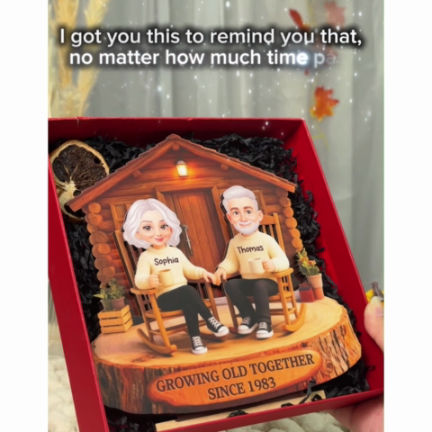 Eternal Love Couple Forever Together Wooden Cabin - Personalized 2-Layer Wooden Plaque - Gift For Couple, Gift For Him, For Her