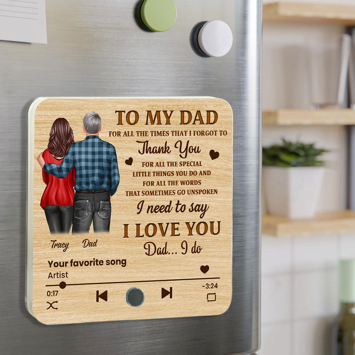 To My Dad Our Song Gift From Daughter Son Personalized Music Fridge Magnet, Birthday Gift, Father's Day or Just Because Gift