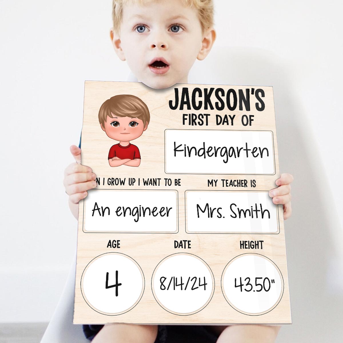 Rainbow Acrylic First Day Of School Personalized Reusable Board Sign, Back To School Gift