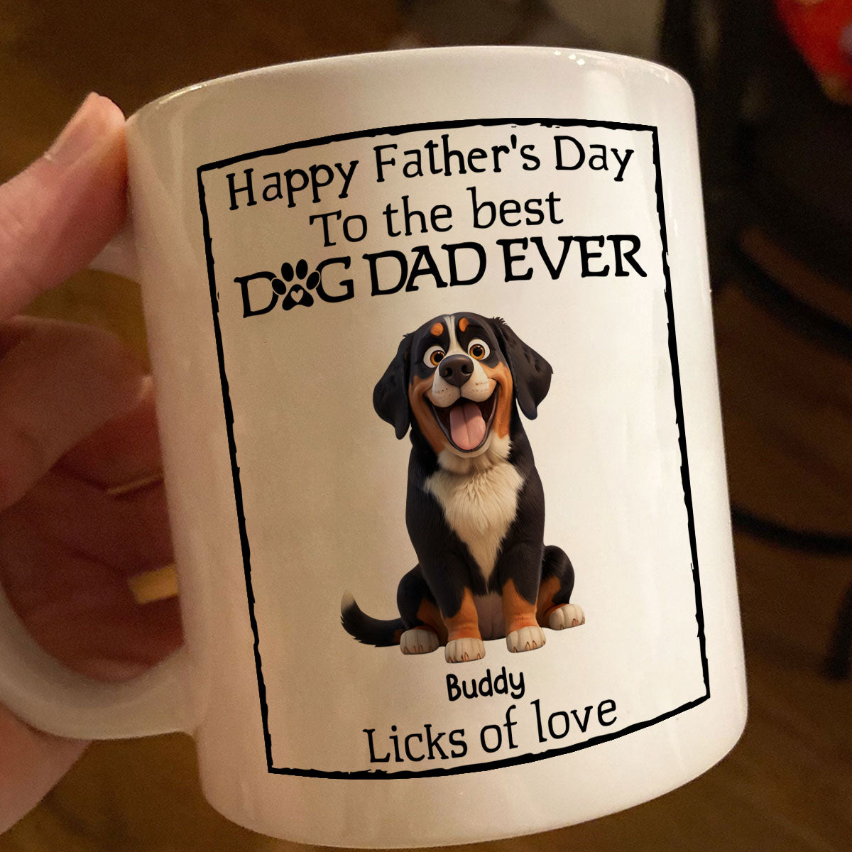 Happy Father's Day Best Dog Dad Cartoon Funny Style Dogs Personalized Mug