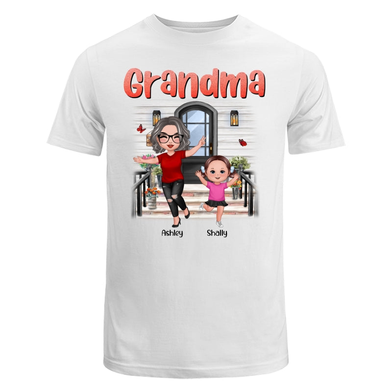 Happy Doll Grandma Grandkids Front Porch Personalized Shirt