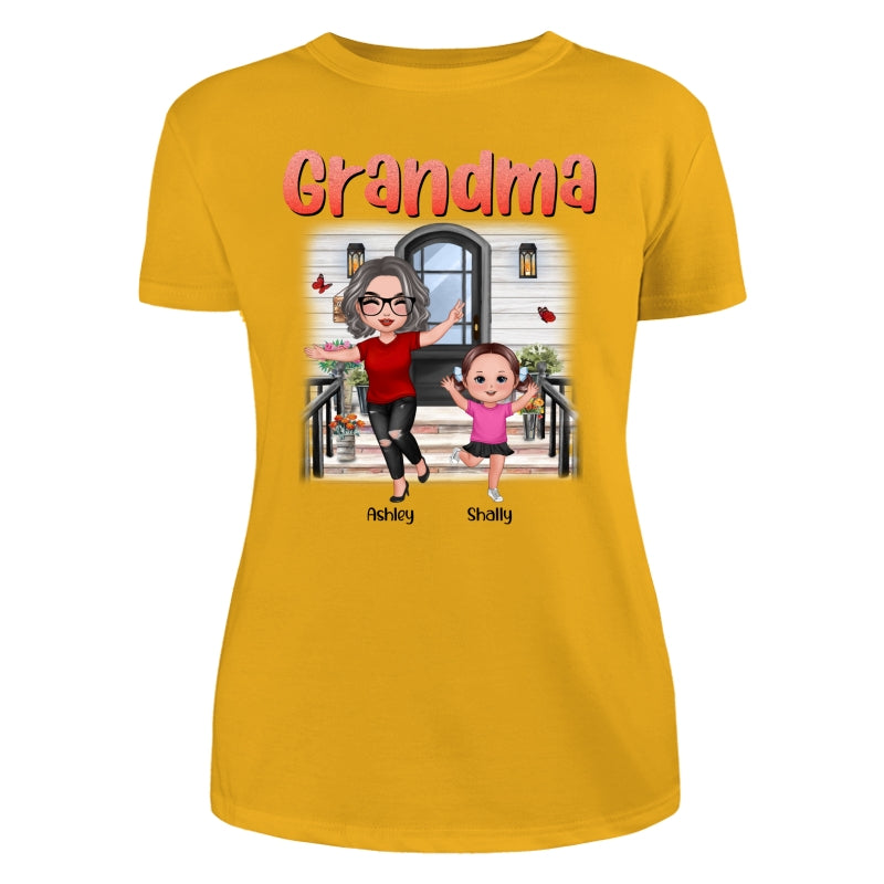 Happy Doll Grandma Grandkids Front Porch Personalized Shirt