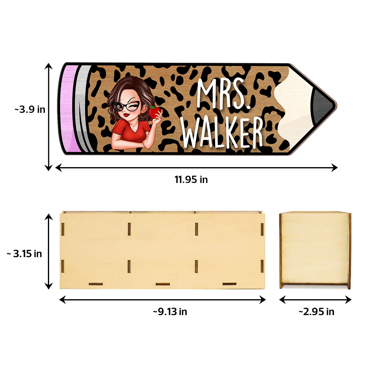 Doll Teacher Leopard Pencil Personalized Pen Pencil Holder