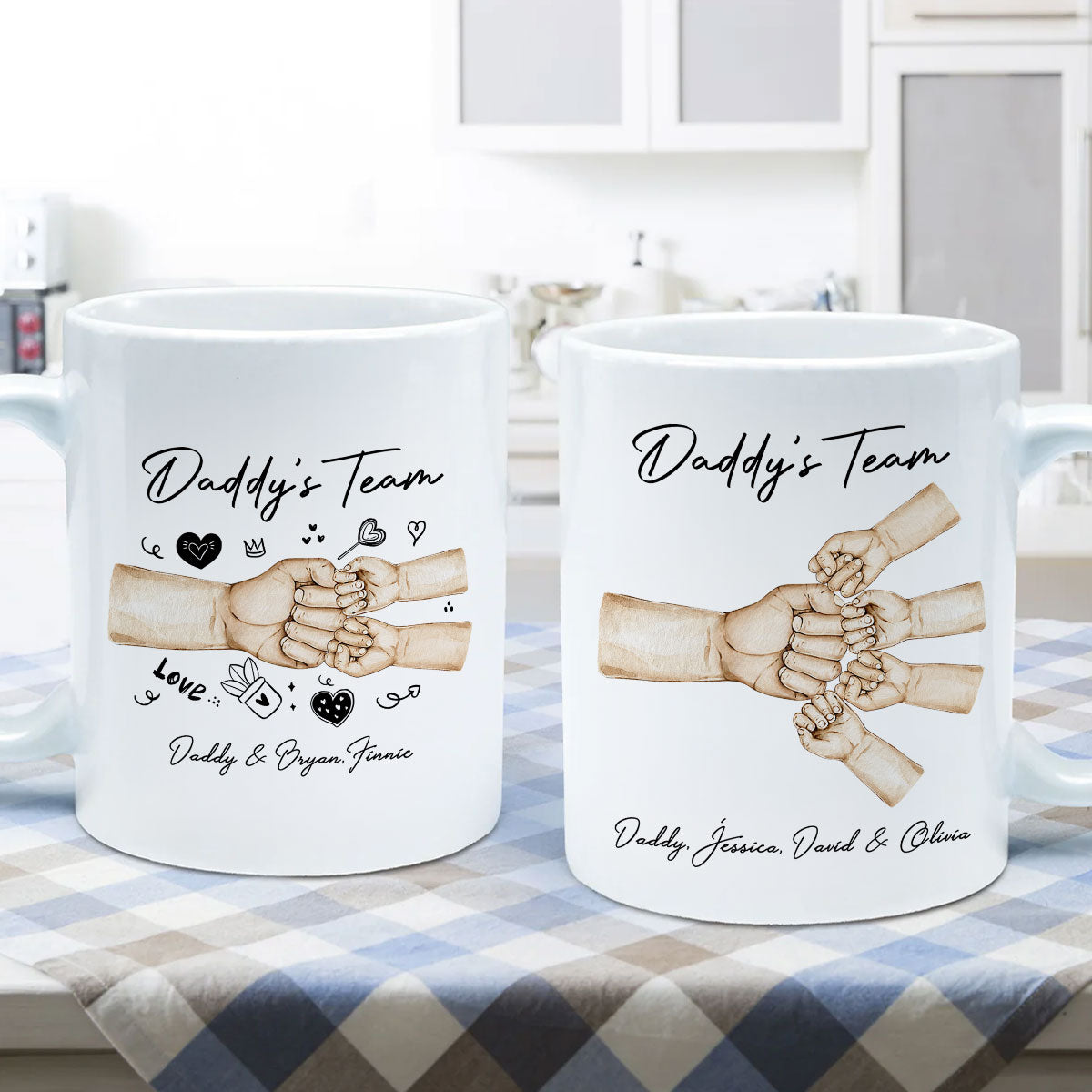 Daddy's Team Fist Bump Personalized Mug