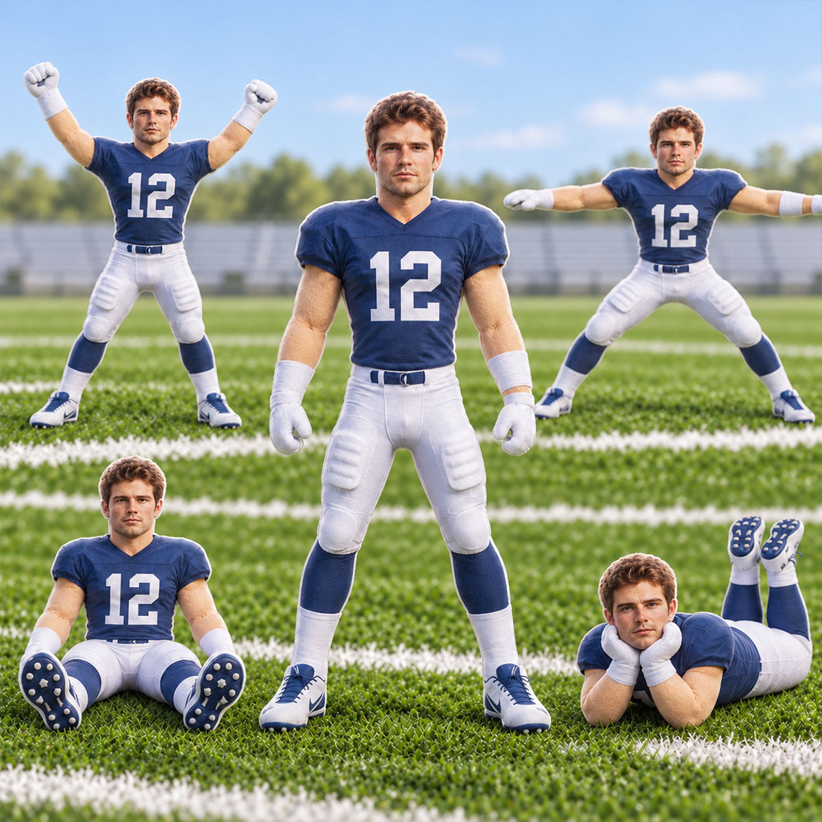 Custom Football Player Doll from Photo - Personalized Poseable Plush Toy, Funny Christmas Gift for Son, Husband, Holiday Keepsake
