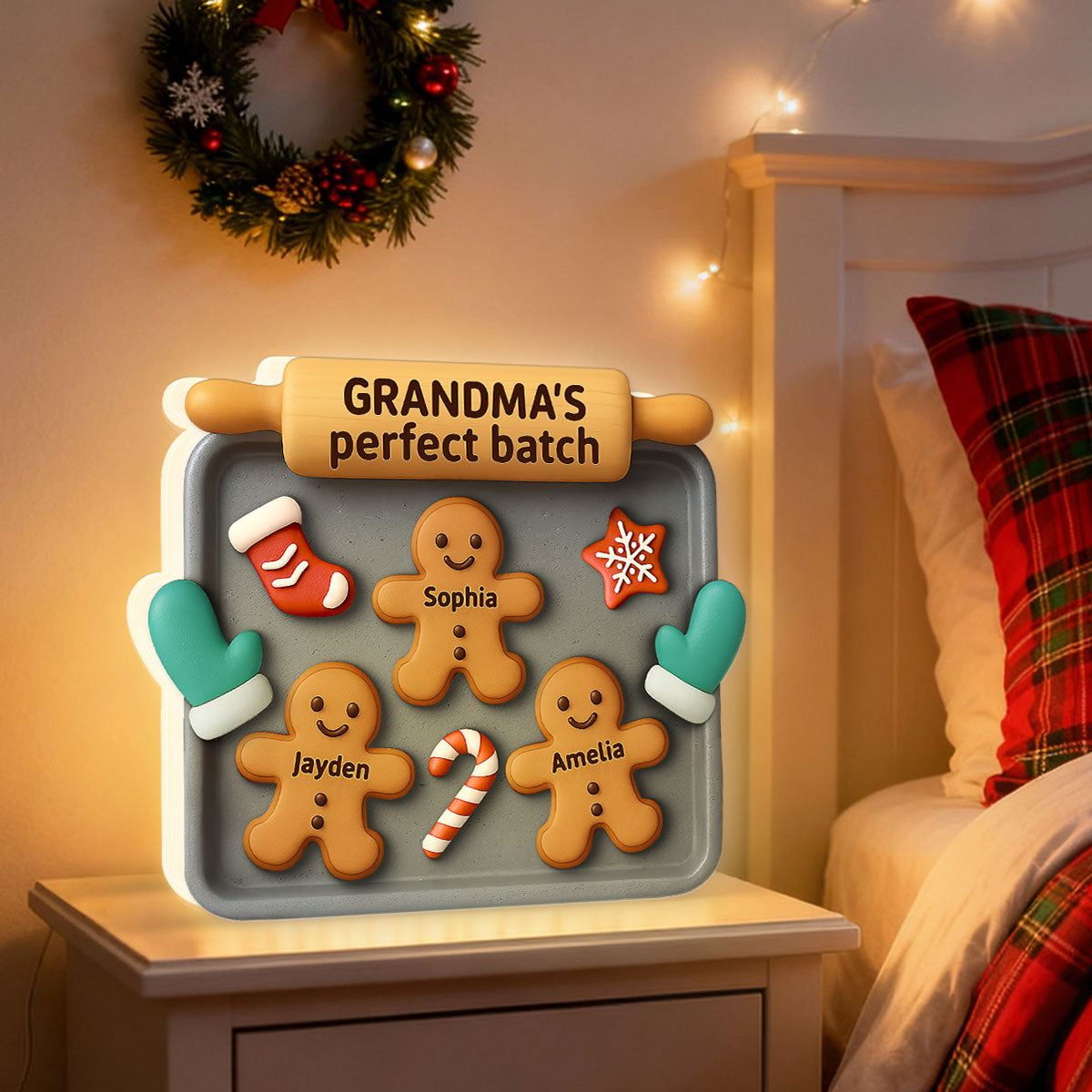 3D Effect Christmas Grandma Perfect Batch Cookies - Personalized Light Box - Gift For Grandma