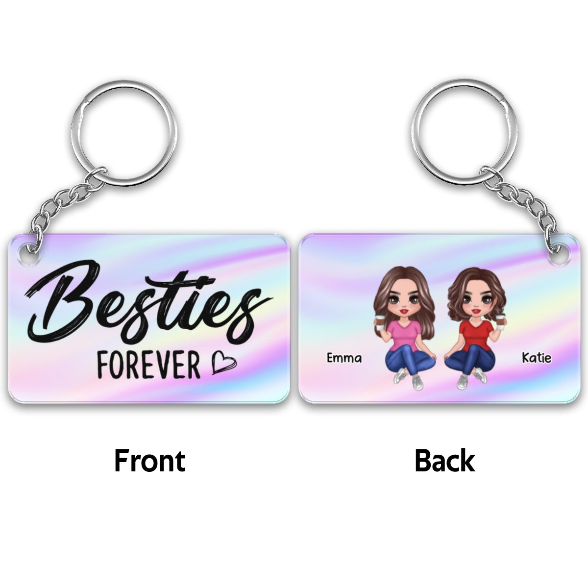 Our Friendship Is A True Blessing Pretty Doll Women Besties Sisters Personalized Acrylic Keychain