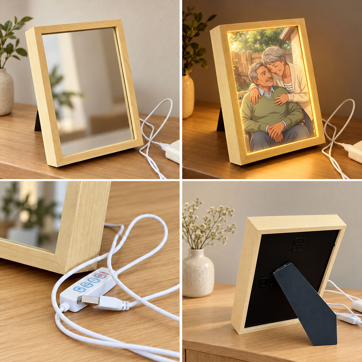 Custom Couple Art from Photo - Personalized Mirror Light Box - Heartfelt Christmas Gift for Her, for Him, Anniversary Gift for Couple