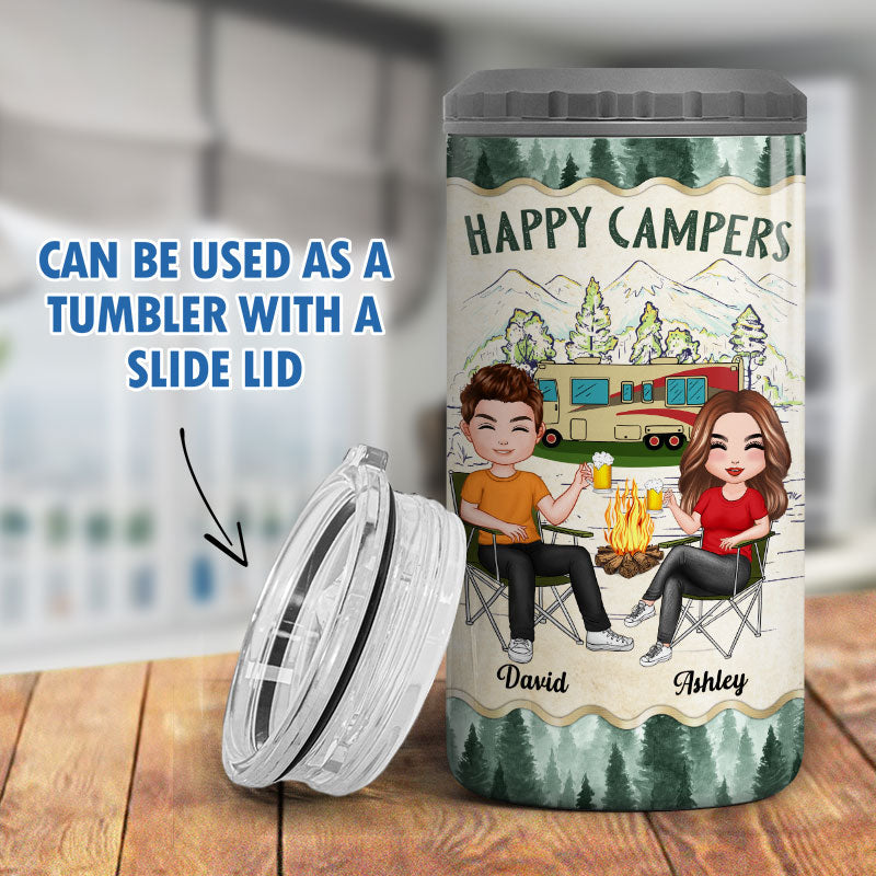 Happy Campers Doll Couple Personalized 4 In 1 Can Cooler