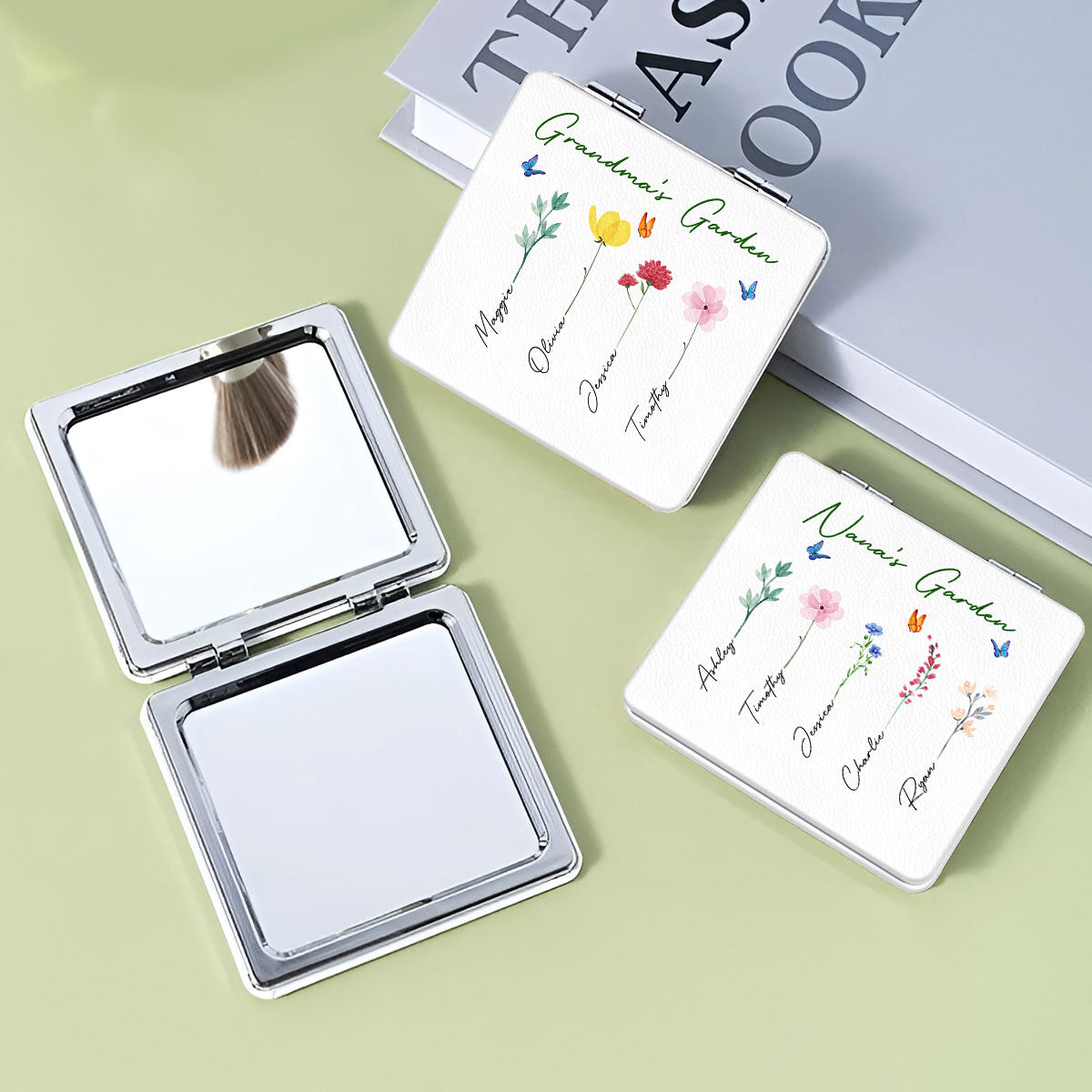 Grandma's Garden Gift Personalized Square Compact Mirror