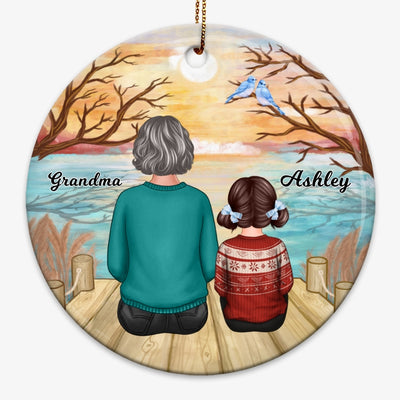 Grandma Grandkids Reflected Lake Personalized Circle Ornament