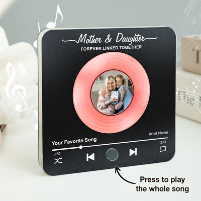 Mom & Daughter Vinyl Custom Photo Personalized Music Fridge Magnet, Perfect 2025 Gift For Mom