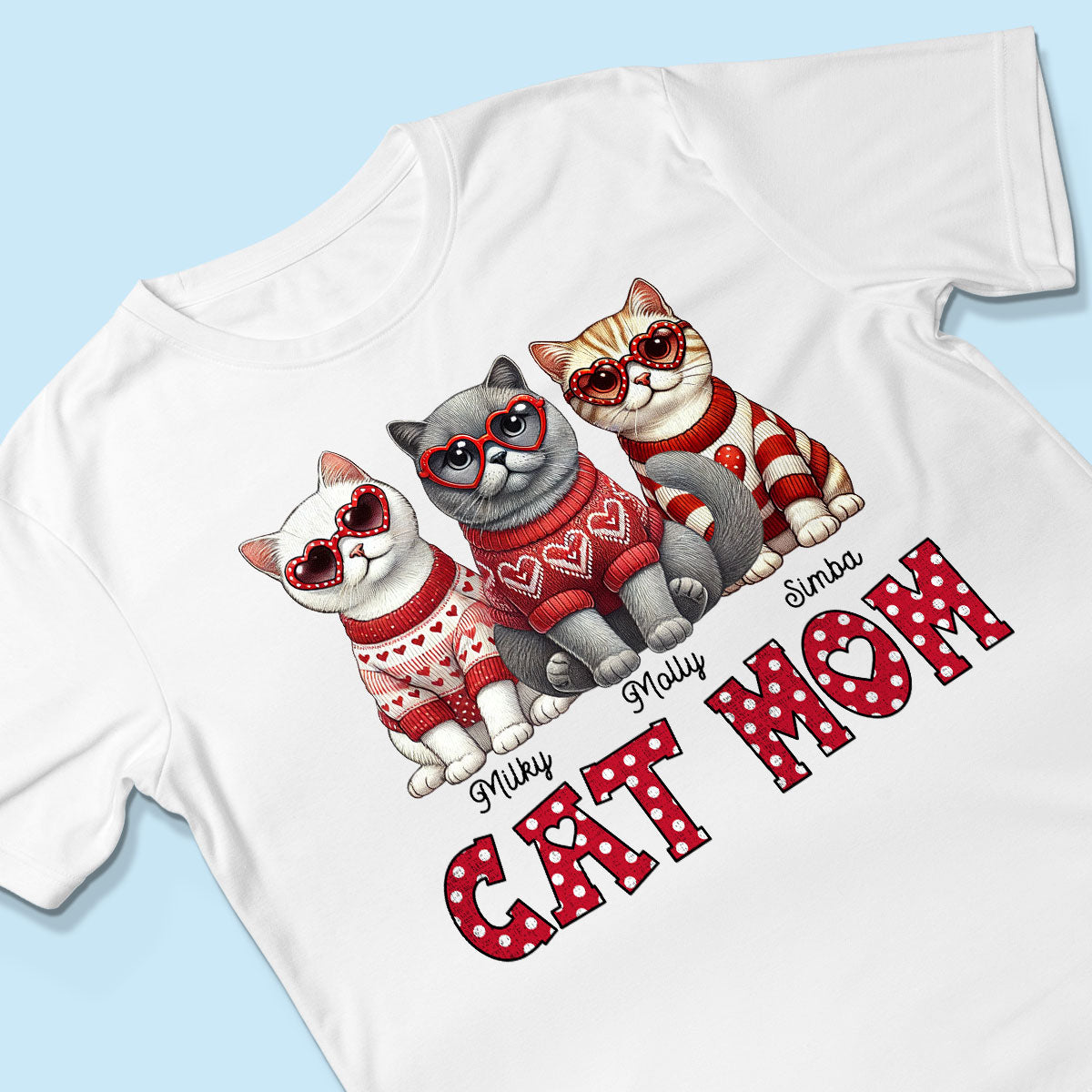 Cat Mom  Pattern Personalized Shirt,  Gift for Cat Moms