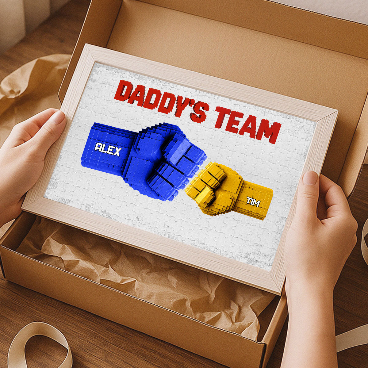 3D Effect Fist Bump Block Daddy Team Personalized Poster