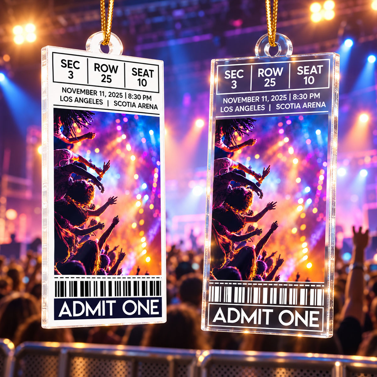 Custom Concert Ticket - Personalized Acrylic Ornament - Christmas Favorite Music Keepsake Gift for Daughter, Son, Best Friends