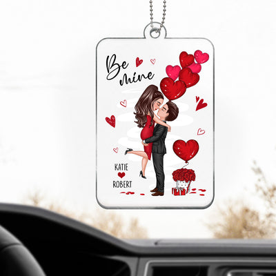 Be Mine Doll Couple Hugging Kissing Personalized Acrylic Ornament - Gift For Him Gift For Her