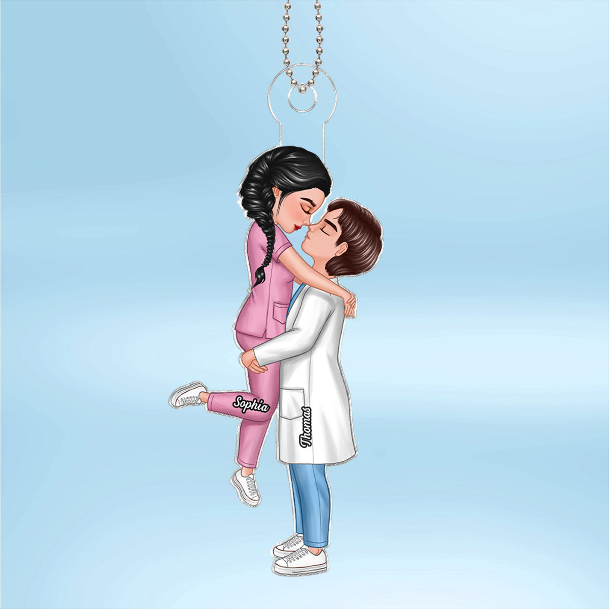 Hero Couple Hugging Kissing Personalized Acrylic Car Hanger Ornament, Anniversary  Gift For Him, For Her, For The Couple