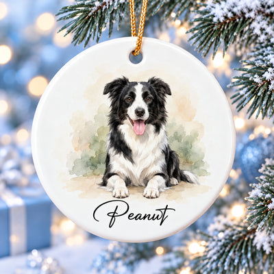 Custom Dog Cat Watercolor Portrait from Photo - Personalized Ceramic Ornament - Christmas Gift for Dog Lovers, Memorial Gift