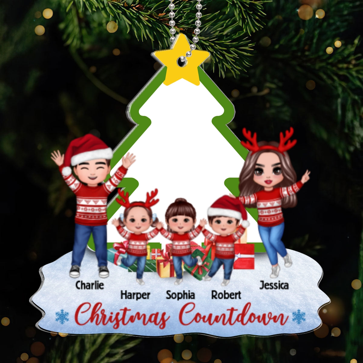 Family Countdown To Christmas Personalized 2-Layer Acrylic Ornament