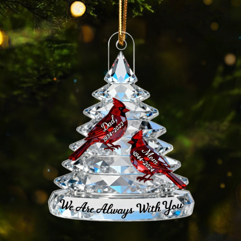 3D Effect Memorial Tree Cardinals - Personalized Acrylic Car Hanger - Remembrance Gift, Sympathy Gift For Whole Family, Extended Family