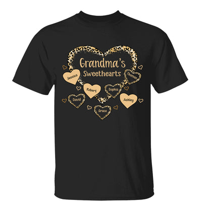Grandma Mom Leopard Pattern Sweethearts Personalized Shirt