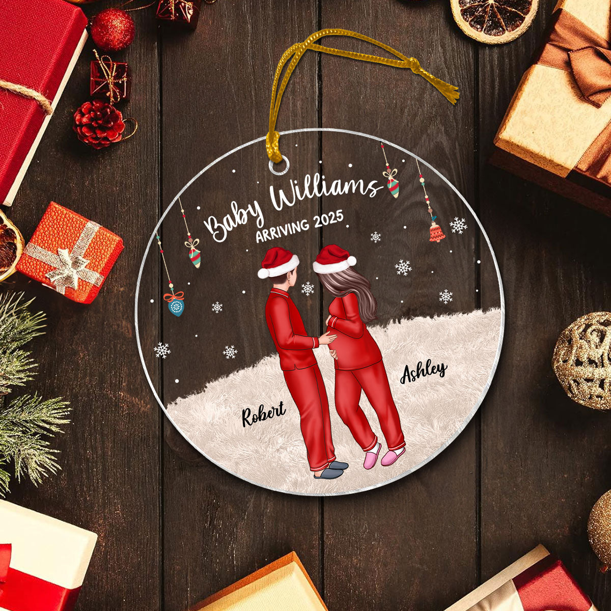 Personalized Pregnancy Ornament, Expecting Family Christmas Personalized Acrylic Ornament, New Mom Christmas Gift