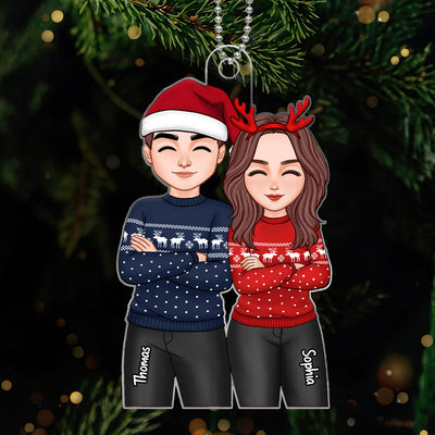 Cute Brothers Sisters Best Friends Couple Christmas Gift Personalized Acrylic Ornament