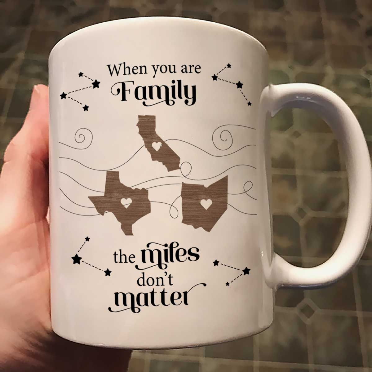 Long Distance Family Friends Siblings Sisters Besties Personalized Mug, Togetherness Christmas Gift