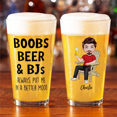 Boobs Beer Always Put Me In A Better Mood Funny Gift For Husband Personalized Beer Glass