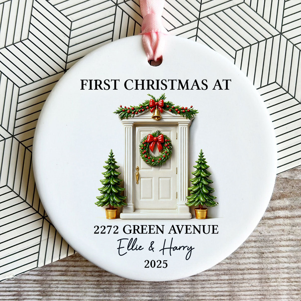 First Christmas New Home 3D Effect - Personalized Ceramic Ornament - New Home Decor