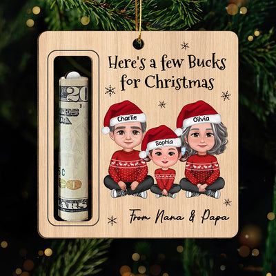 Here's A Few Bucks For Christmas For Grandchildren From Grandparents Personalized Money Holder Ornament