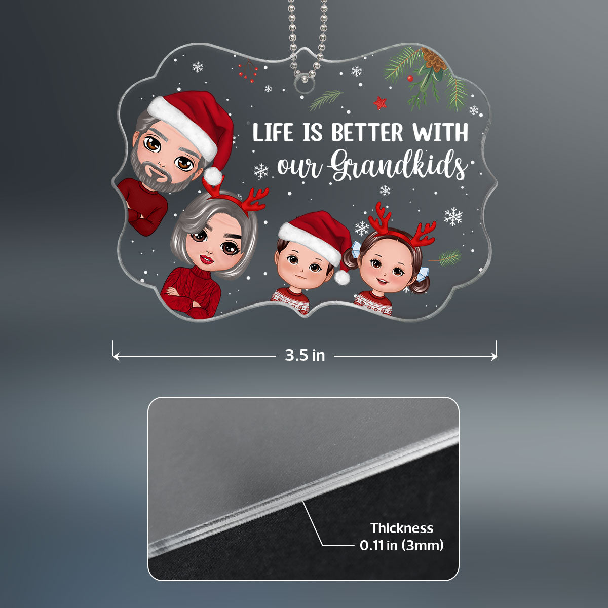 Christmas Peeking Doll Grandma Grandpa Kids Gift For Grandma Grandpa Personalized Acrylic Ornament