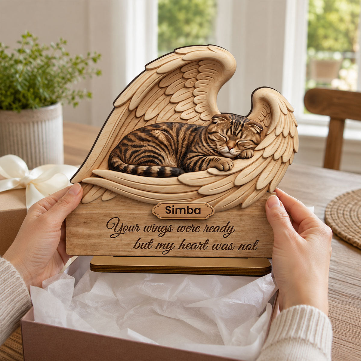 Cat Memorial I Loved You Your Whole Life - Personalized 2-Layered Wooden Plaque - Sympathy Pet Loss Gift